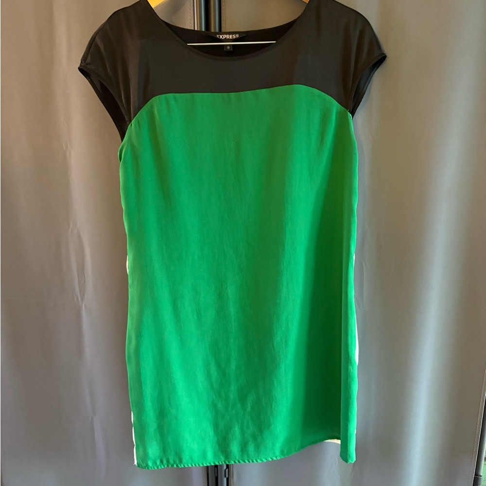 Express Two-Tone Green and Black Dress